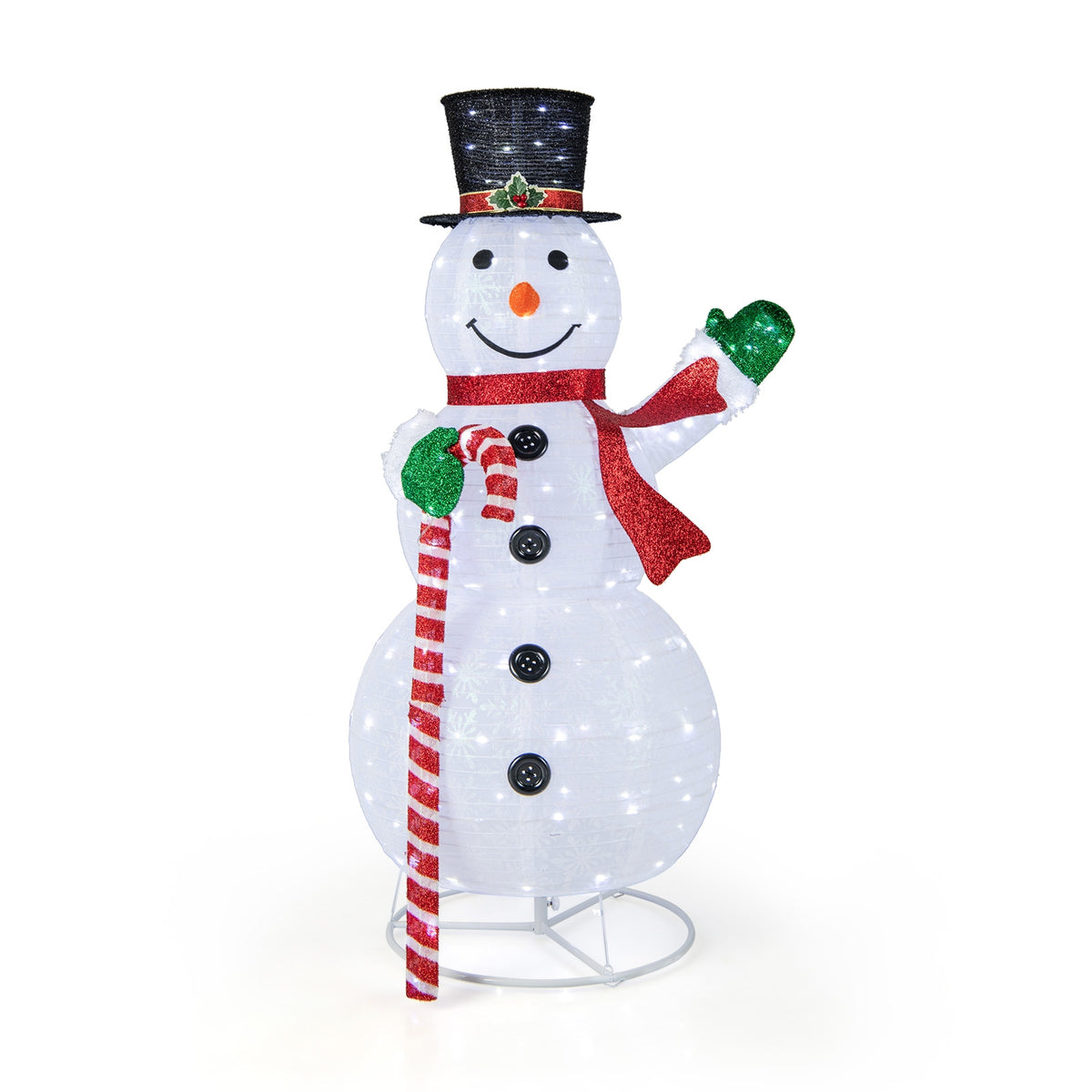 5 Feet Pop-up Christmas Snowman with 180 LED Lights-Christmas Decorations & Accessories-DECOROLALA