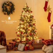 5 Feet Pre-Lit Artificial Christmas Tree with 8 Modes LED Lights with Berries-Christmas Trees-DECOROLALA
