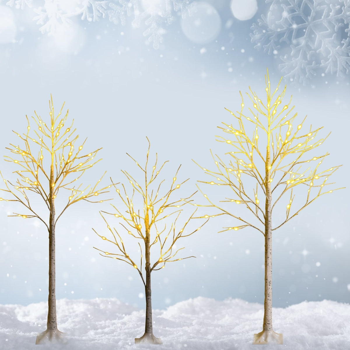 5 Feet Pre-lit White Twig Birch Tree with 72 LED Lights for Christmas-Christmas Trees-DECOROLALA