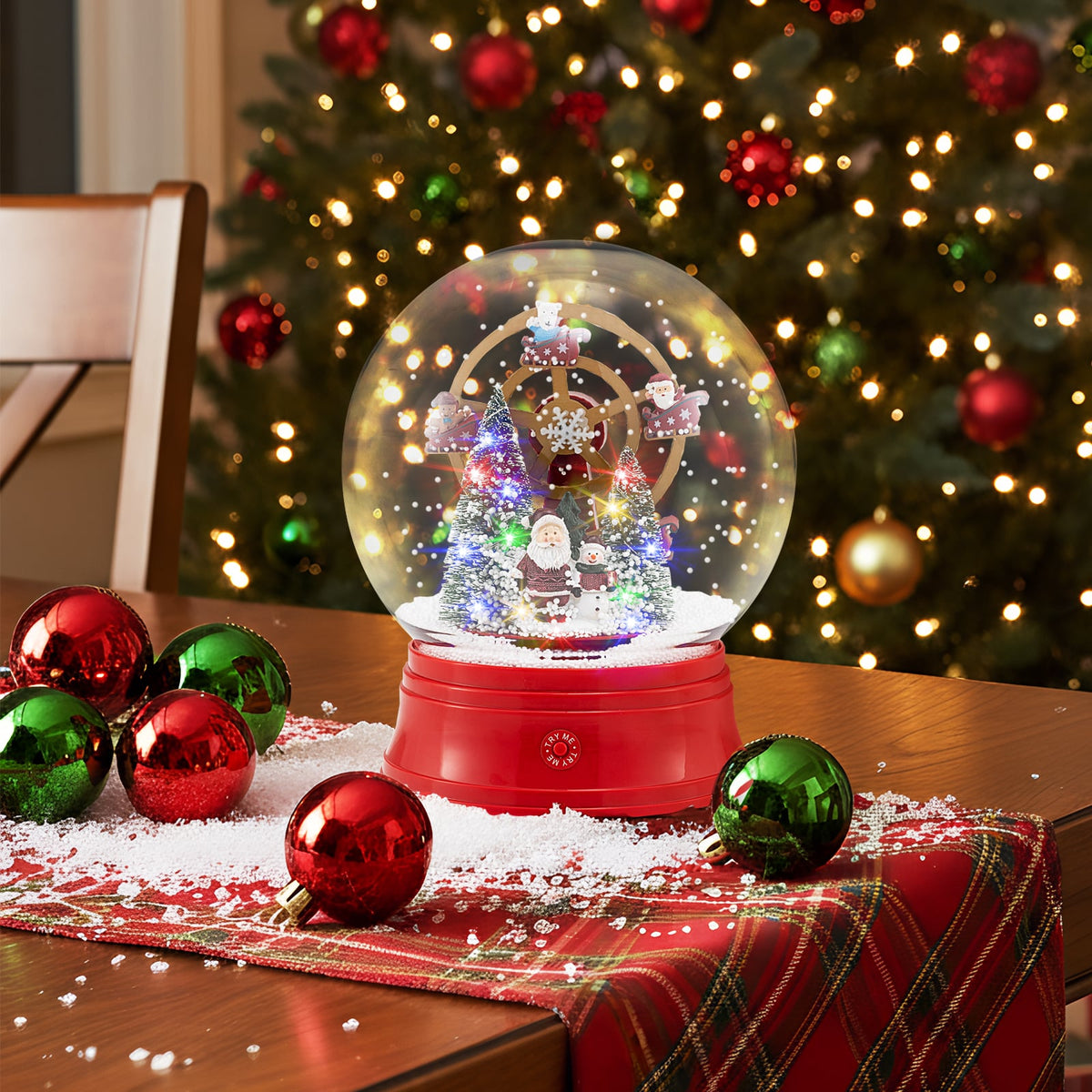 5 Ft Musical Christmas Street Lamp Snow Globe Lantern on Stand-Red-Christmas Decorations & Accessories-DECOROLALA