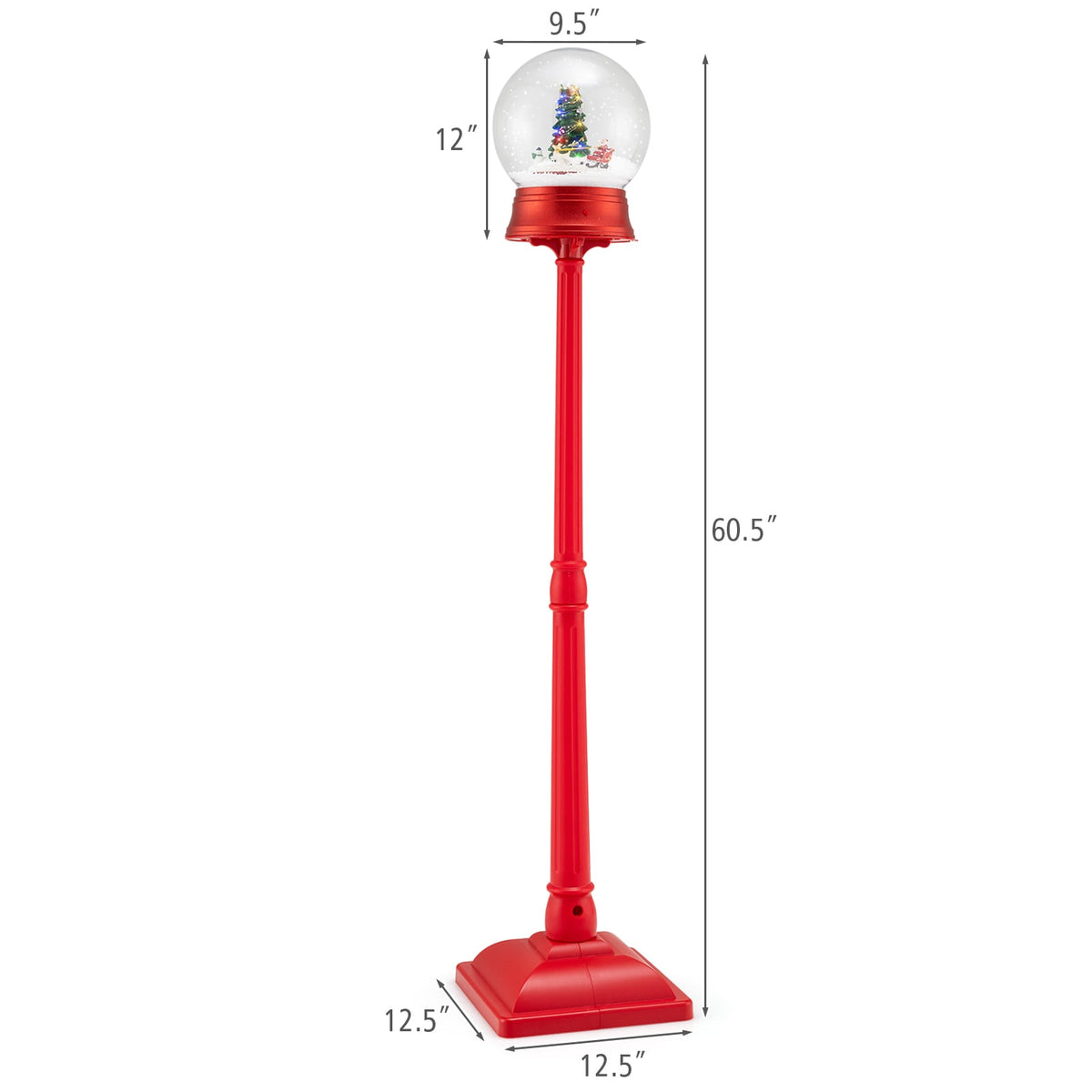 5 Ft Musical Christmas Street Lamp with 8 Tunes and Blowing Snow-Red-Christmas Decorations & Accessories-DECOROLALA