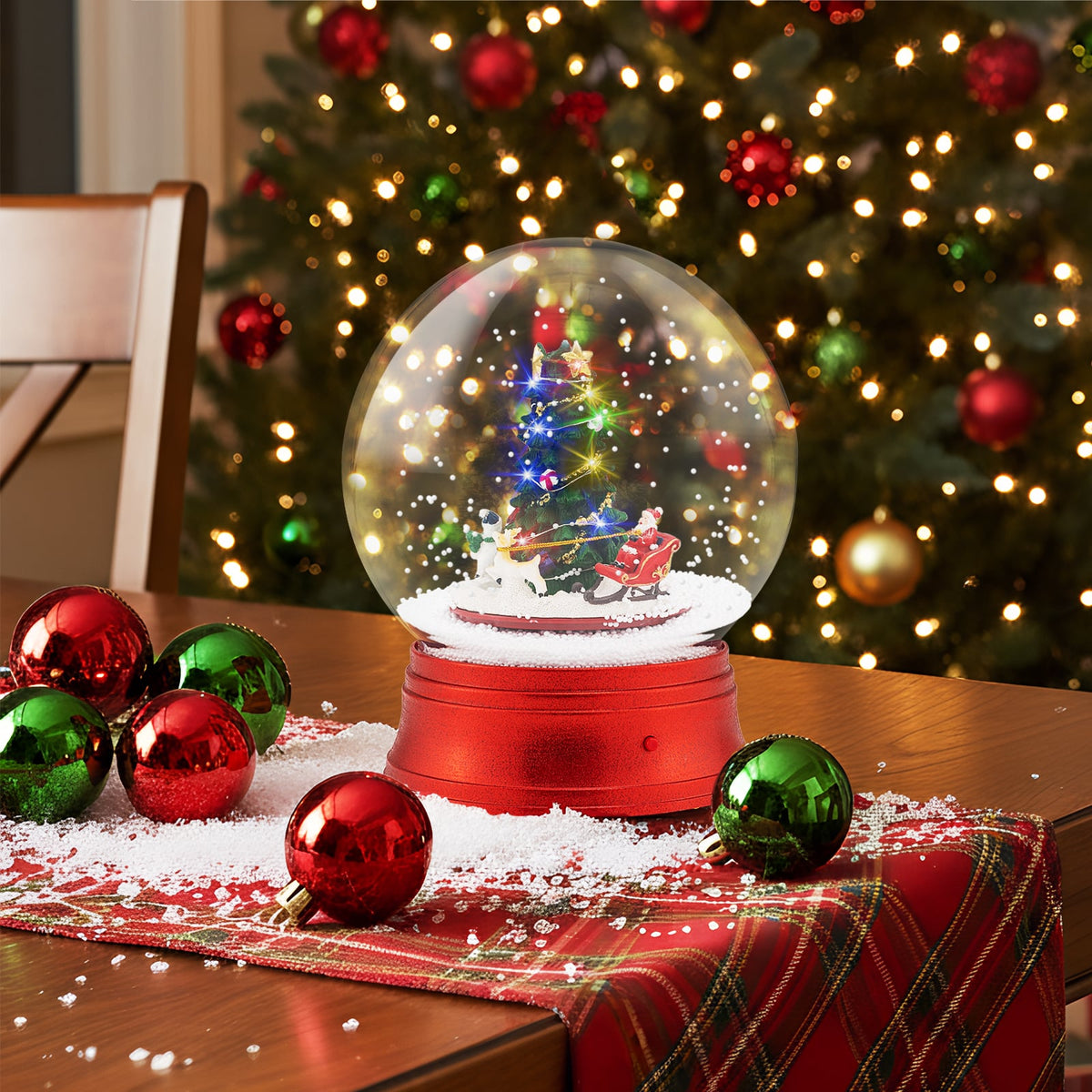 5 Ft Musical Christmas Street Lamp with 8 Tunes and Blowing Snow-Red-Christmas Decorations & Accessories-DECOROLALA