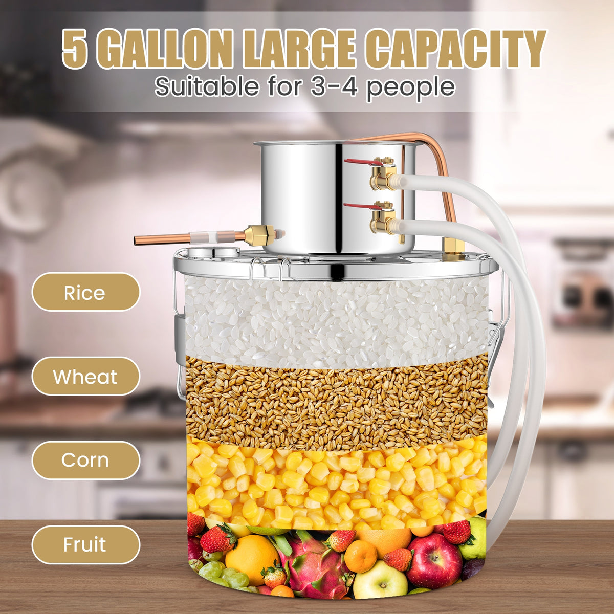 5 Gal 40 L Water Juicer Maker with 2 Stainless Steel Pots-5 Gal-Juicers & Coffee Machines-DECOROLALA