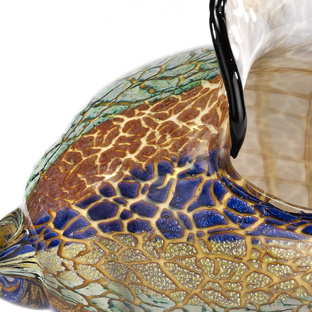 5" Gold Blue Green White Murano Glass Figurine Tabletop Sculpture-Sculptures-DECOROLALA