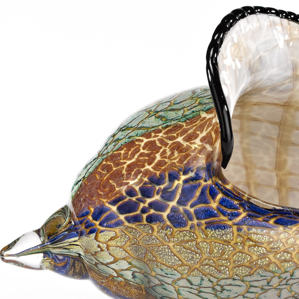 5" Gold Blue Green White Murano Glass Figurine Tabletop Sculpture-Sculptures-DECOROLALA