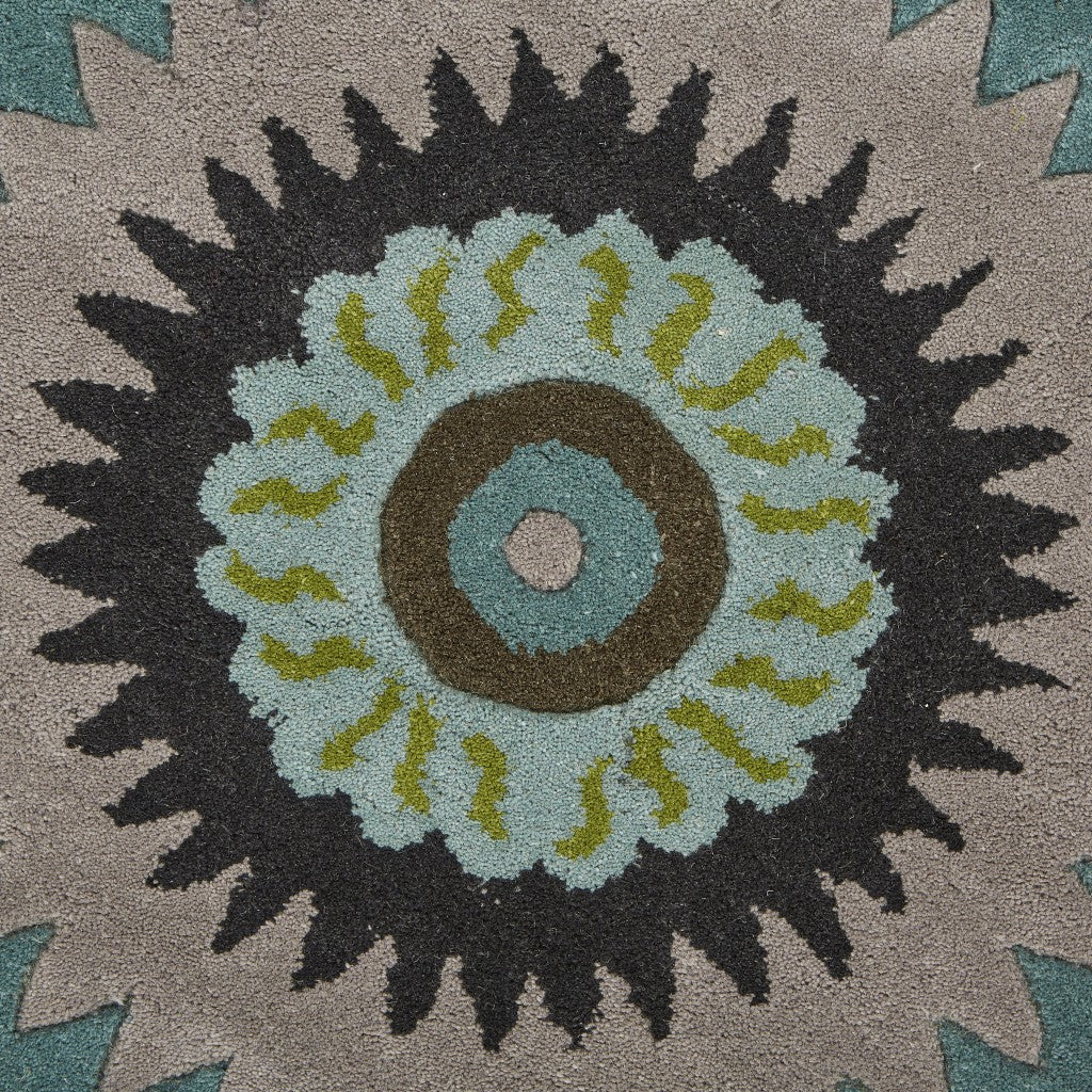 5' Green Wool Hand Tufted Round Rug-Area Rugs-DECOROLALA