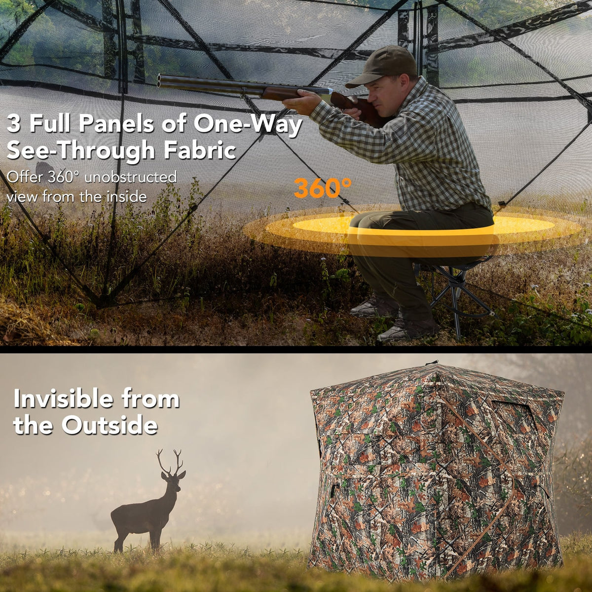 5-IN-1 Detachable Hunting Blind for 2-3 People with Skylight-Tents-DECOROLALA