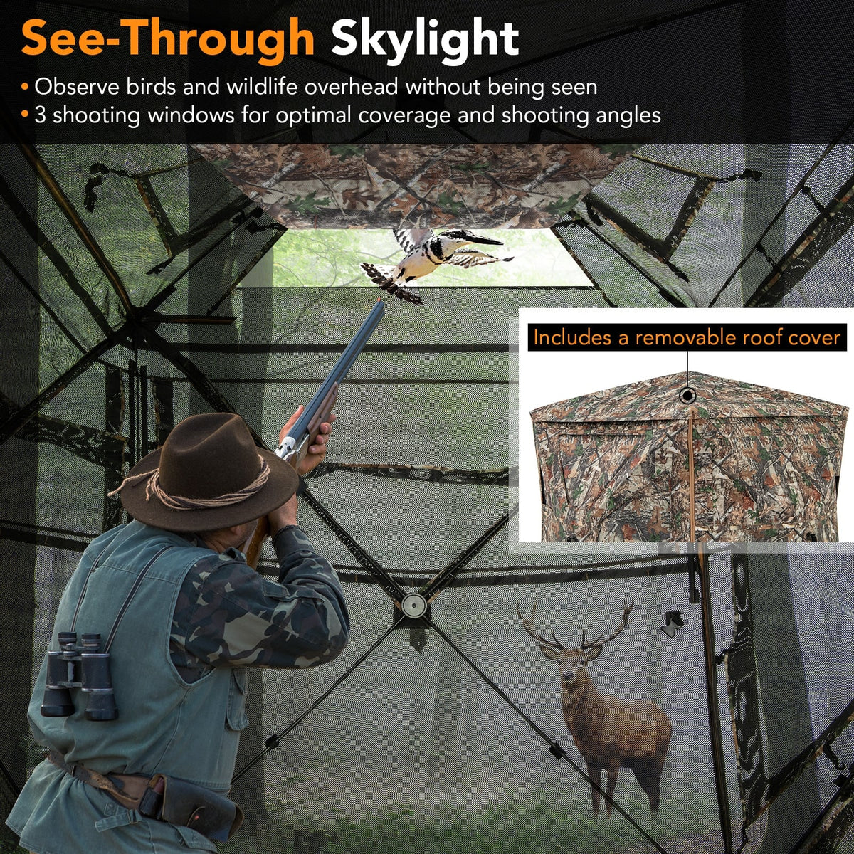 5-IN-1 Detachable Hunting Blind for 2-3 People with Skylight-Tents-DECOROLALA