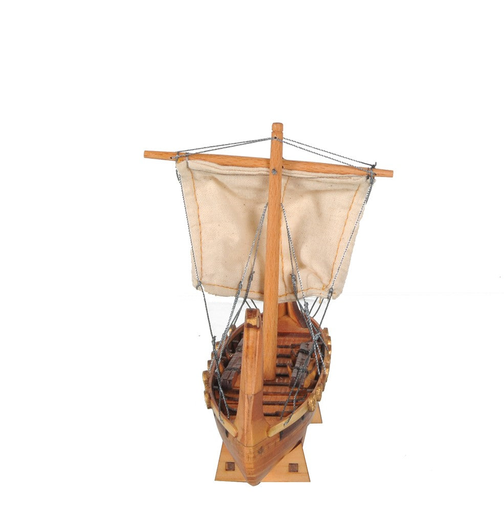 5" Natural Manufactured Wood Hand Painted Decorative Boat-Sculptures-DECOROLALA