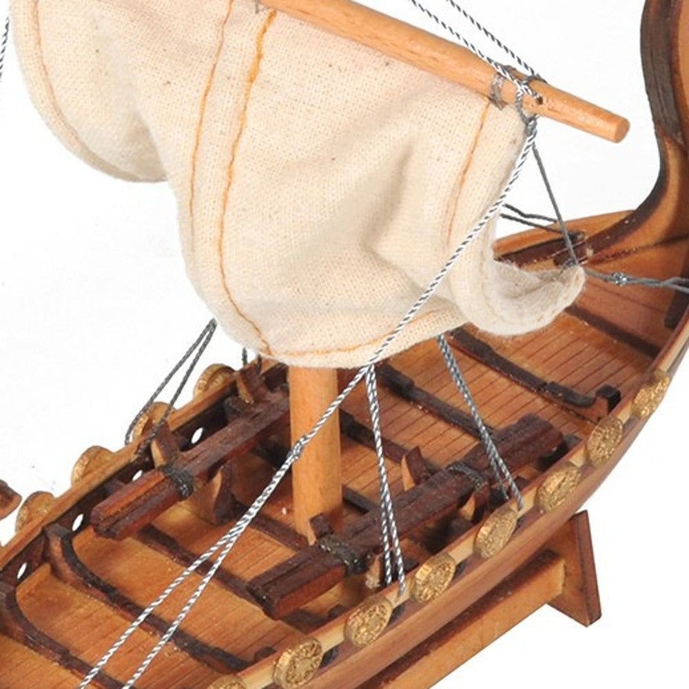 5" Natural Manufactured Wood Hand Painted Decorative Boat-Sculptures-DECOROLALA