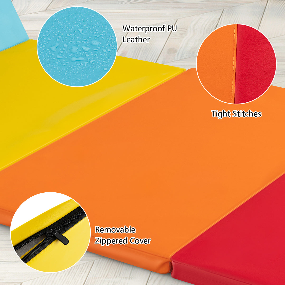 5-Panel Folding Gymnastics Mat for Kids-Red-Yoga & Gym Mats-DECOROLALA