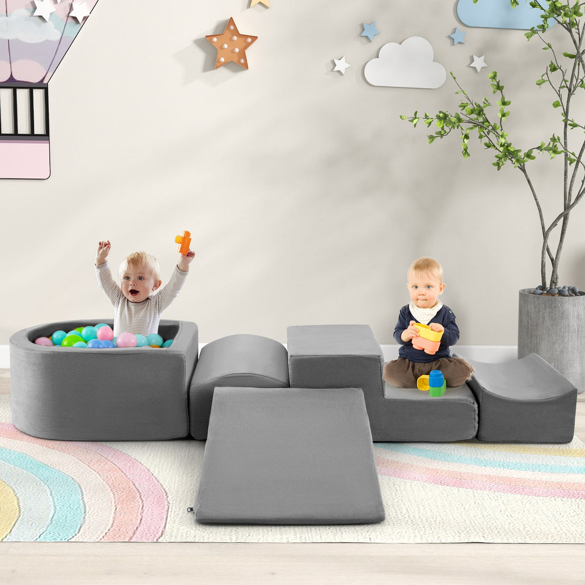 5-Piece Climb and Crawl Playset with Ball Pit for Kids