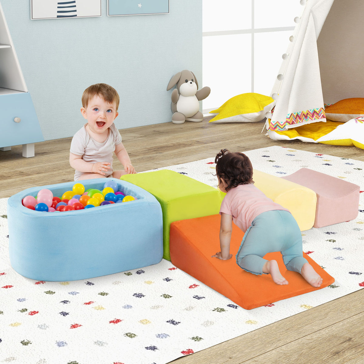 5-Piece Climb and Crawl Playset with Ball Pit for Kids