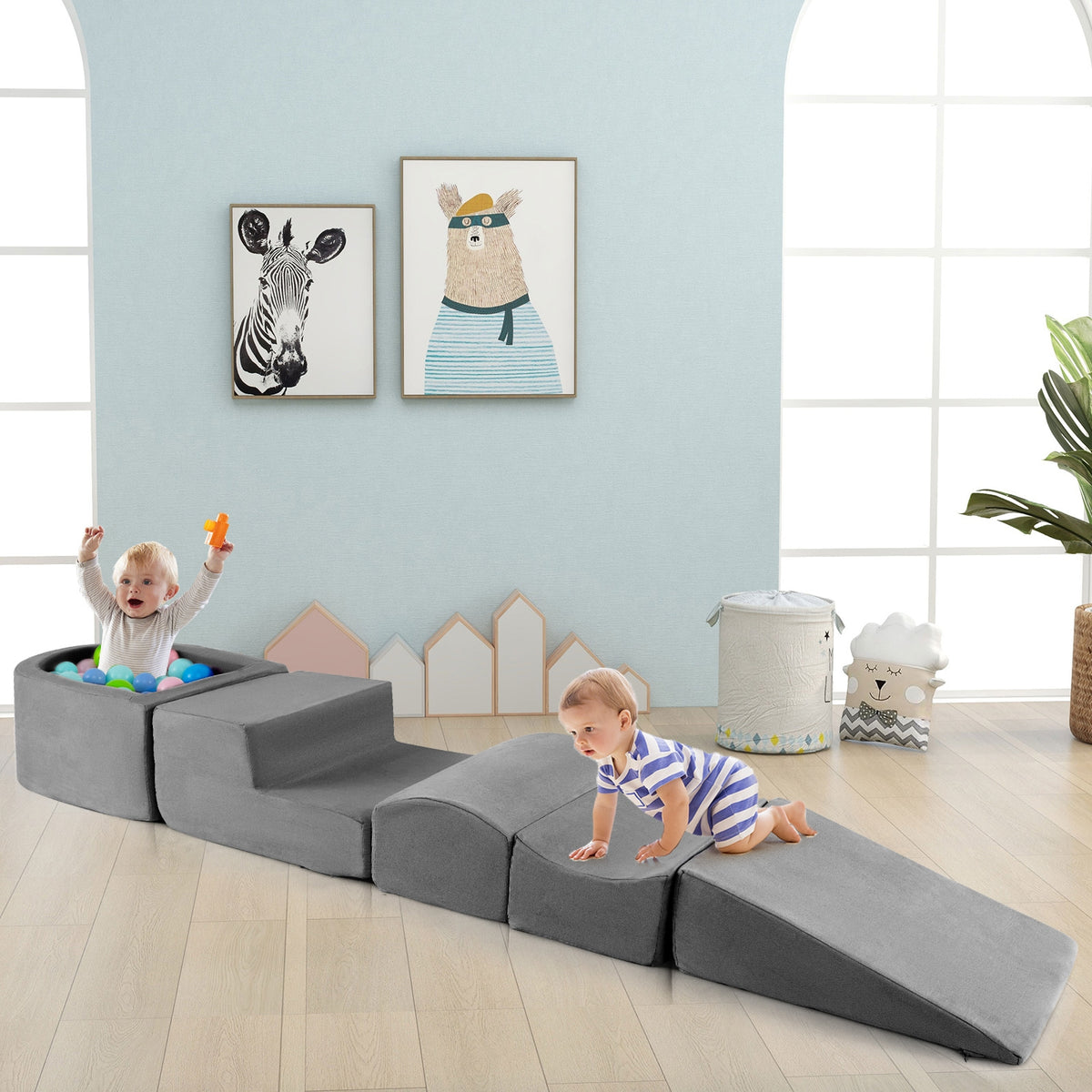 5-Piece Climb and Crawl Playset with Ball Pit for Kids