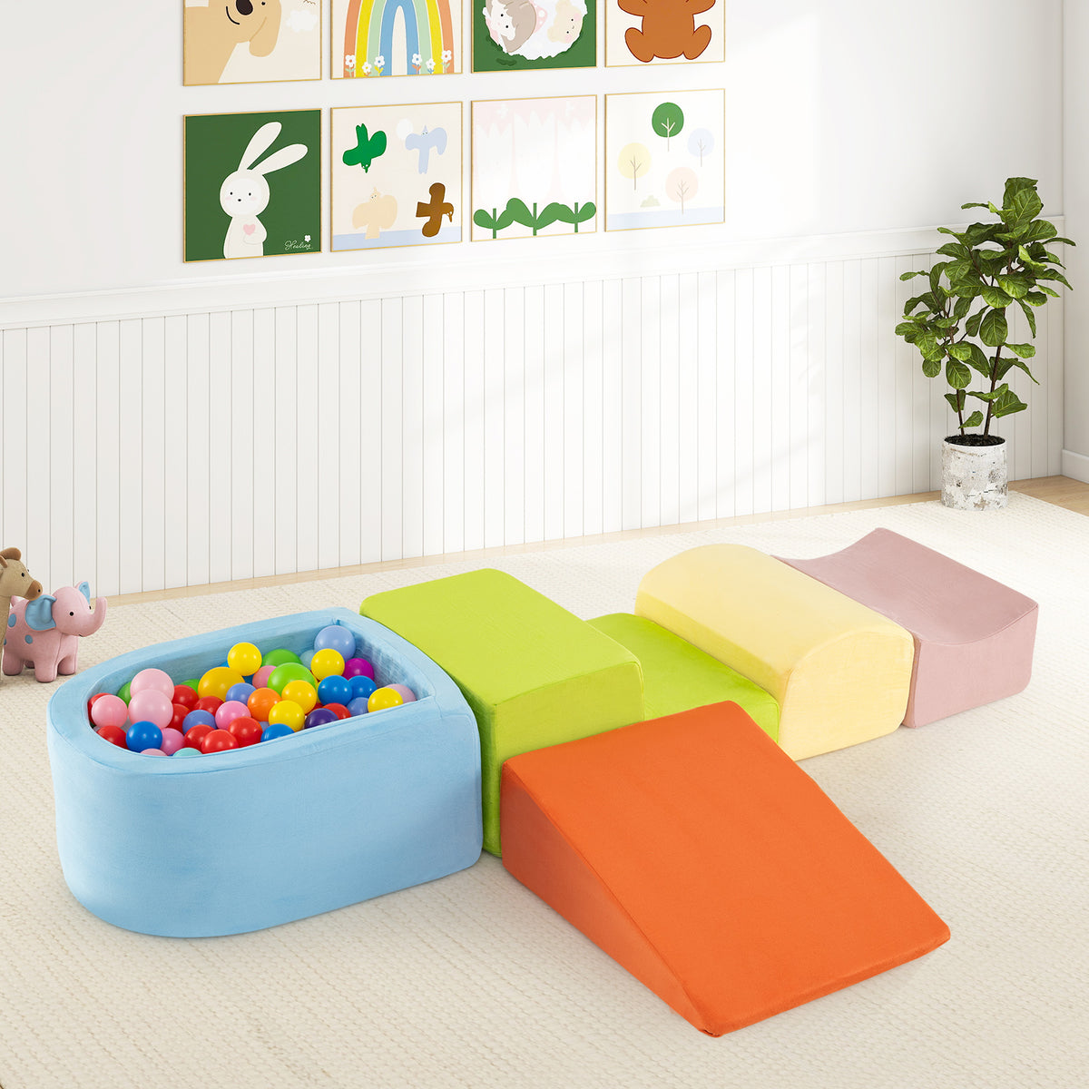 5-Piece Climb and Crawl Playset with Ball Pit for Kids