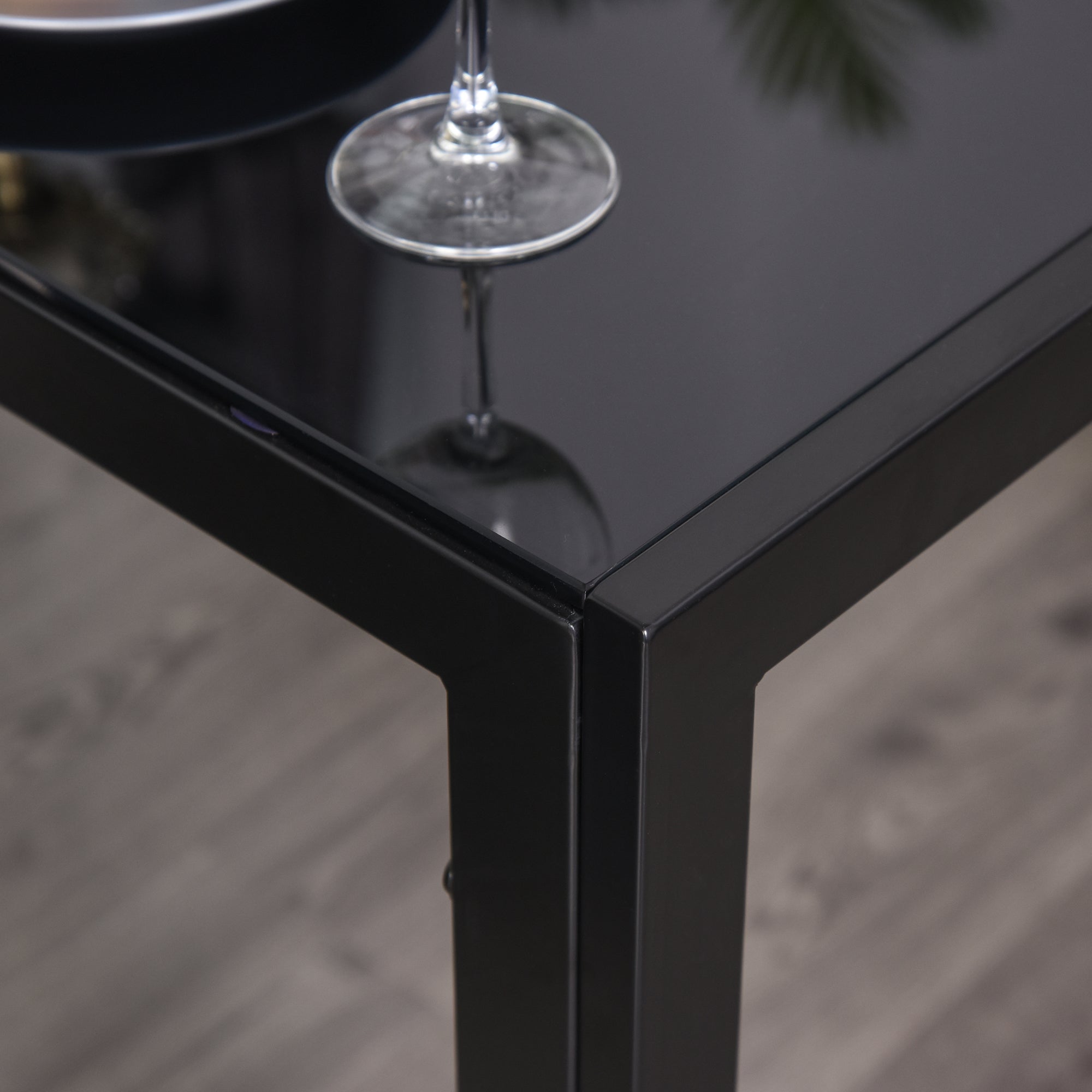 5-Piece Dining Set - Glass Table & Chairs Black-DECOROLALA