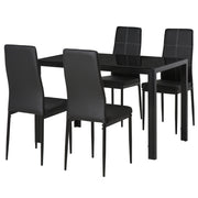 5-Piece Dining Set - Glass Table & Chairs Black-DECOROLALA