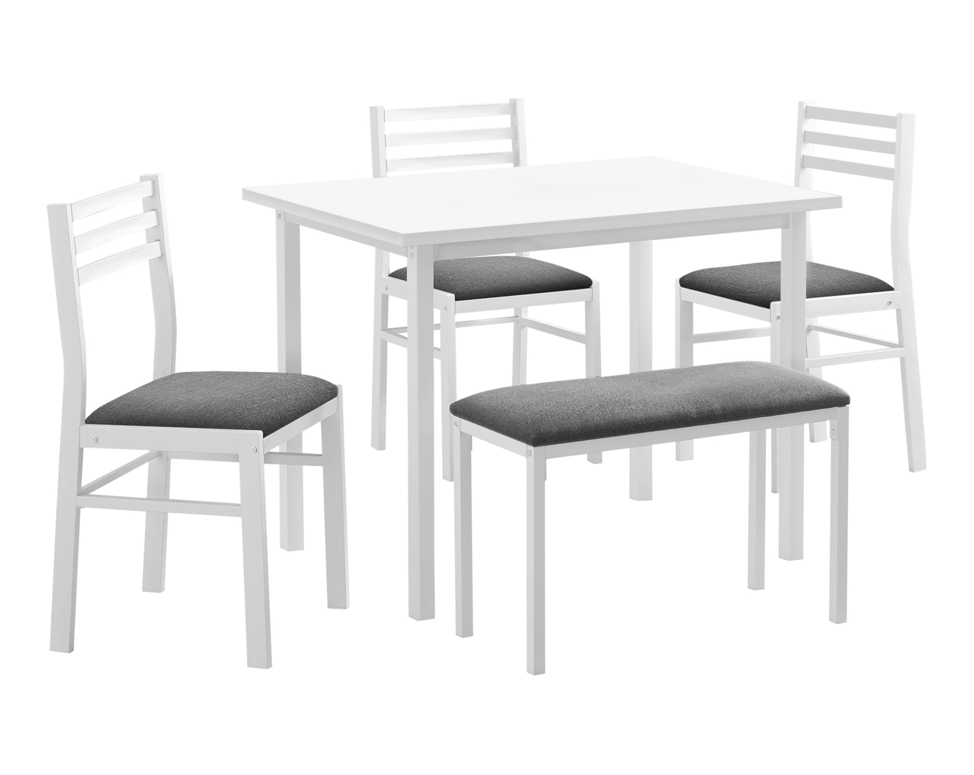 5-Piece Dining Set With Table, Chairs & Bench, White-Dining Chair-DECOROLALA