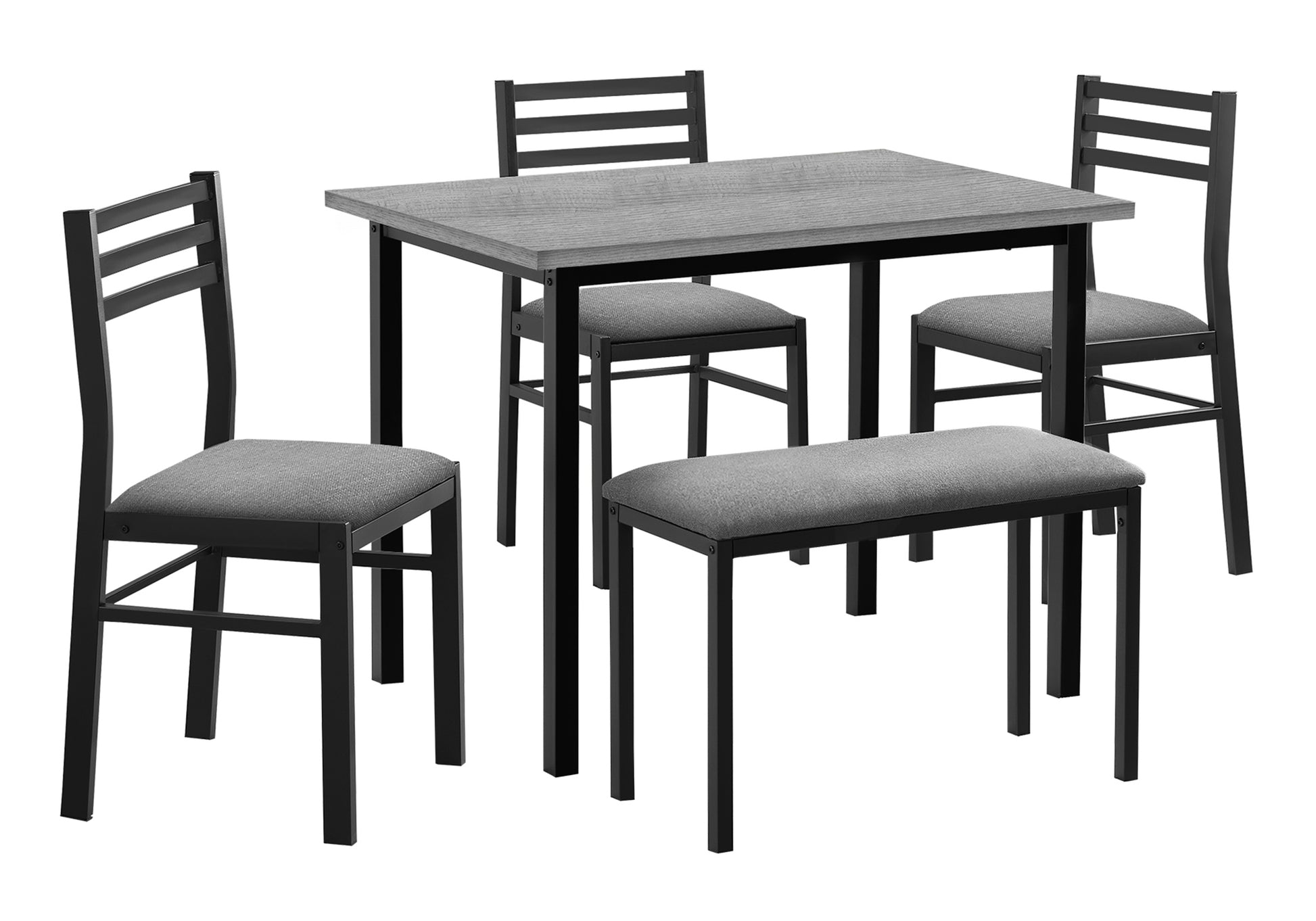 5-Piece Dining Set With Table, Chairs & Bench, White-Dining Chair-DECOROLALA