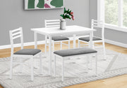 5-Piece Dining Set With Table, Chairs & Bench, White-Dining Chair-DECOROLALA