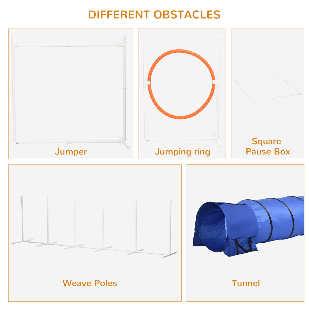5-Piece Dog Agility Training Equipment Set with Tunnel & Bag-Dogs-DECOROLALA