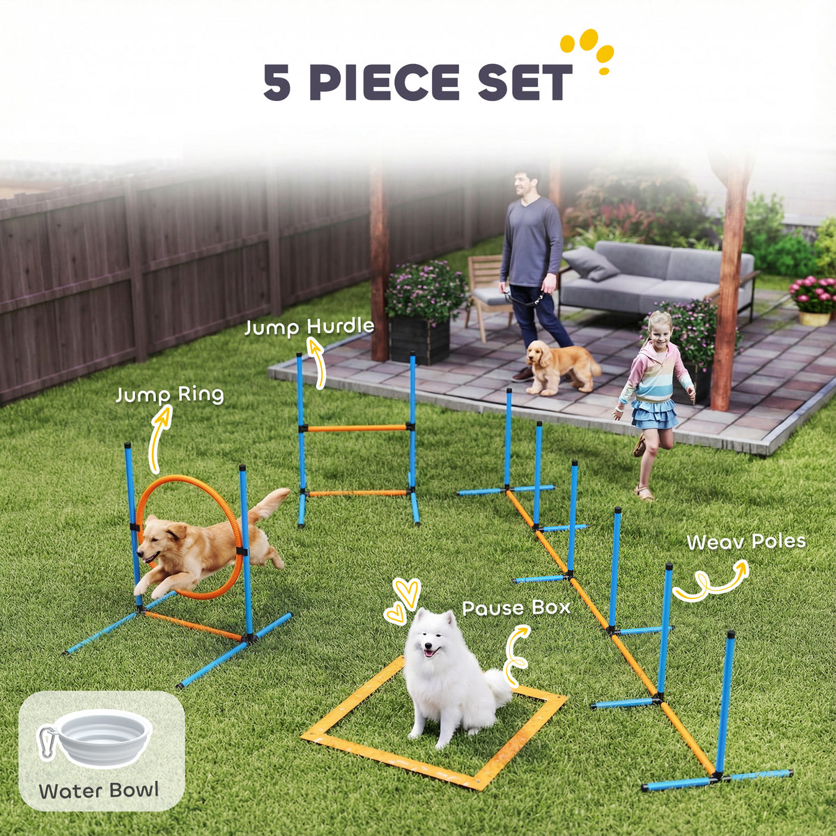 5-Piece Dog Agility Training Starter Kit with Carrying Bag-Dogs-DECOROLALA