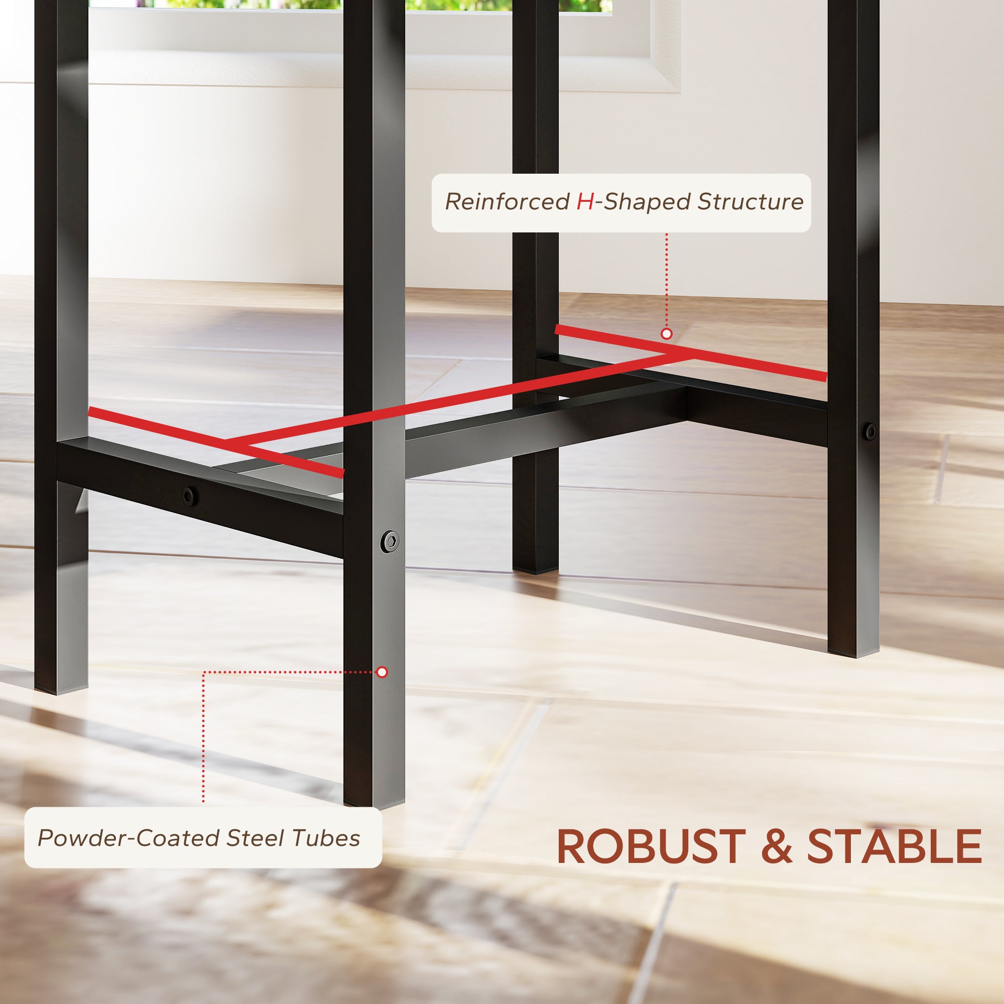 5-Piece Extendable Dining Set - Black Table with Benches-DECOROLALA