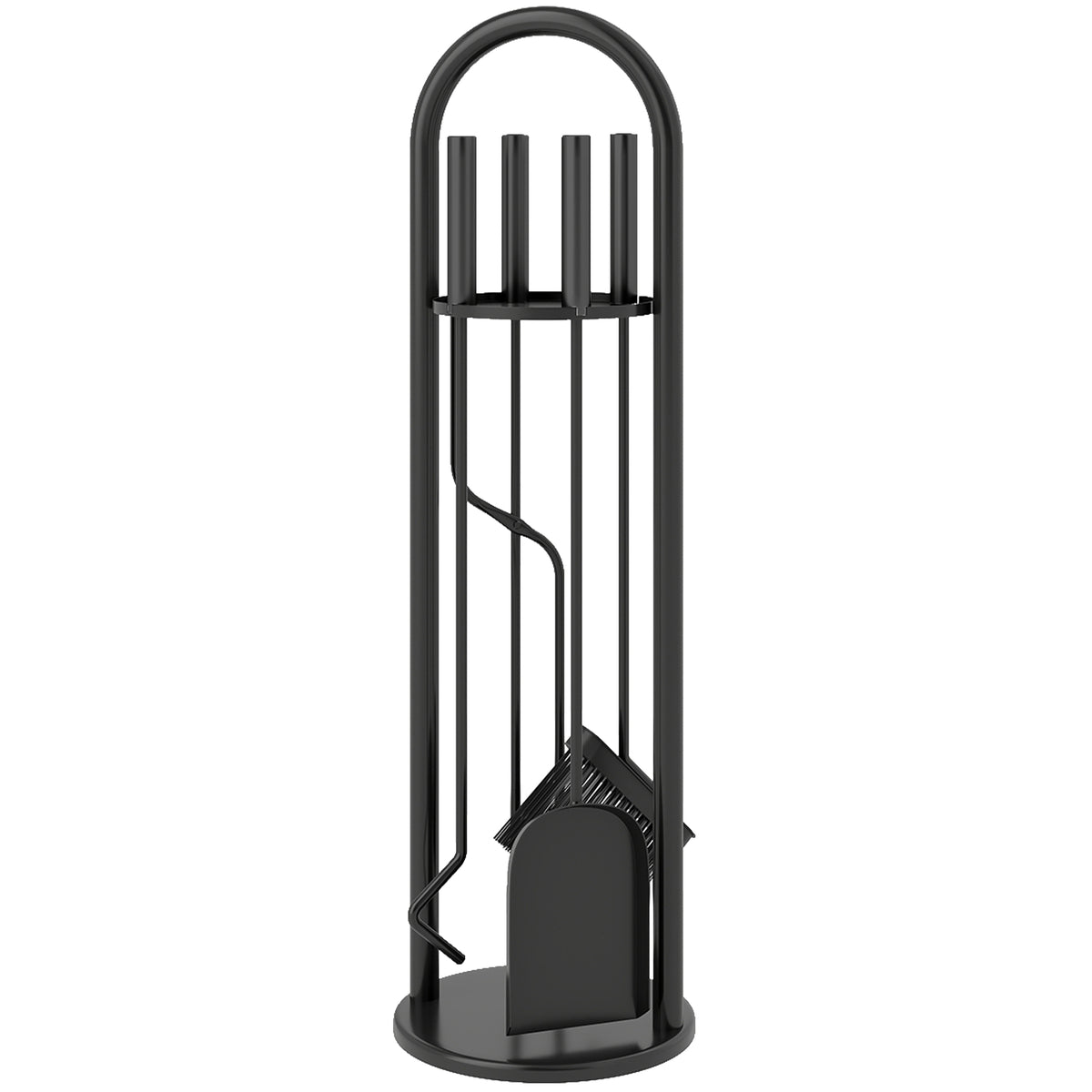 5-Piece Fireplace Tools Set - Black Metal 28" Stand-Fireplace Accessories-DECOROLALA