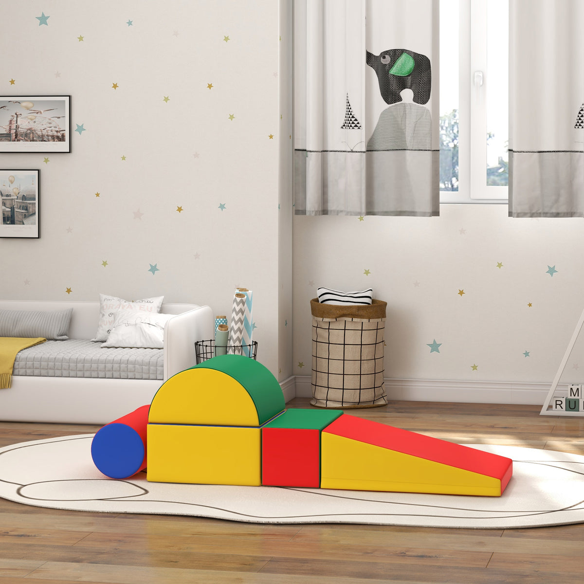 5 Piece Climb and Crawl Activity Playset Soft Safe Foam for Toddler Learning Toy-Toys & Games > Baby & Toddler Toys > Kids Gym & Playmats-DECOROLALA