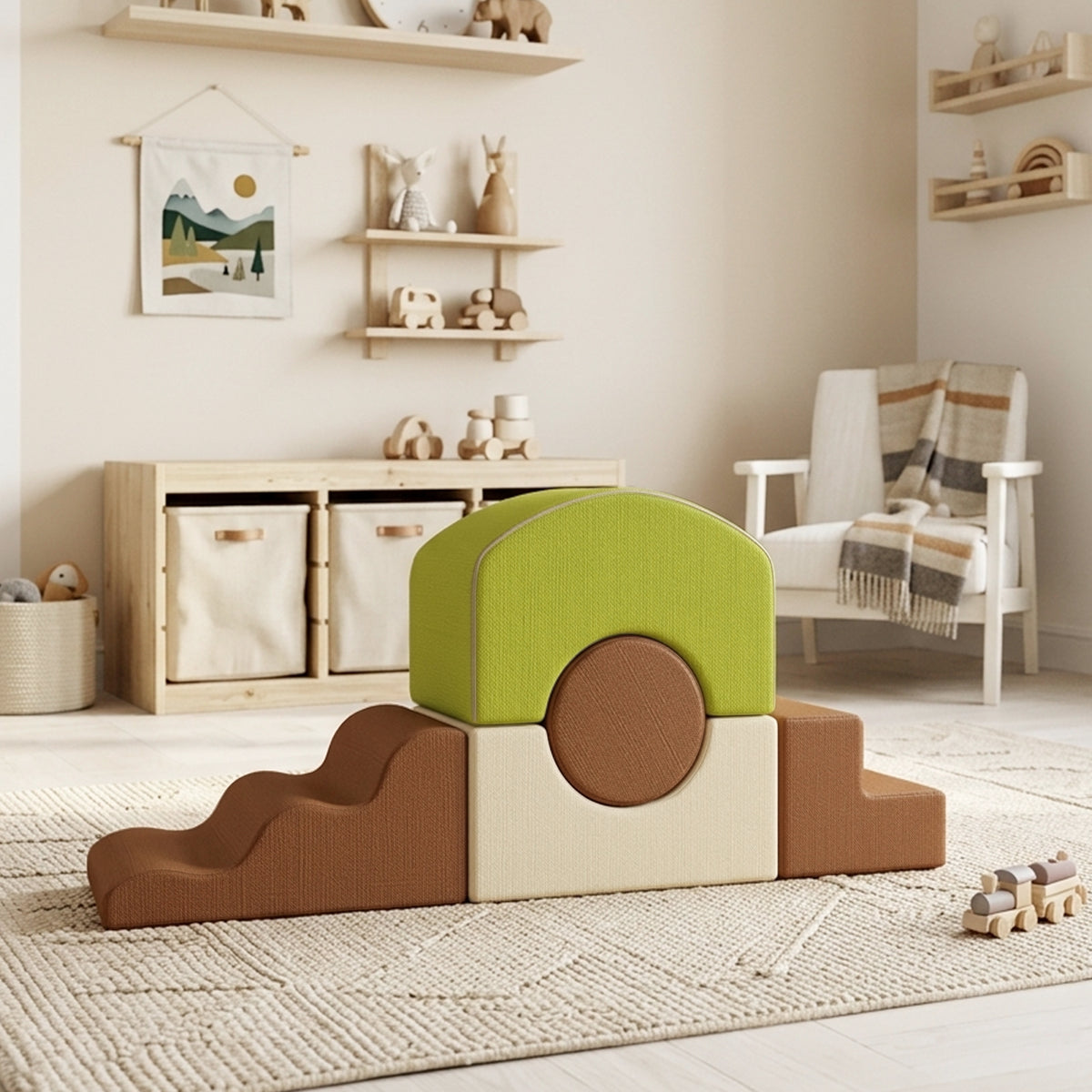5-Piece Foam Climbing Blocks with Non-Slip Bottom, Removable Washable Cover for Crawling or Building, Playroom, Nursery-Toys & Games > Baby & Toddler Toys > Kids Gym & Playmats-DECOROLALA
