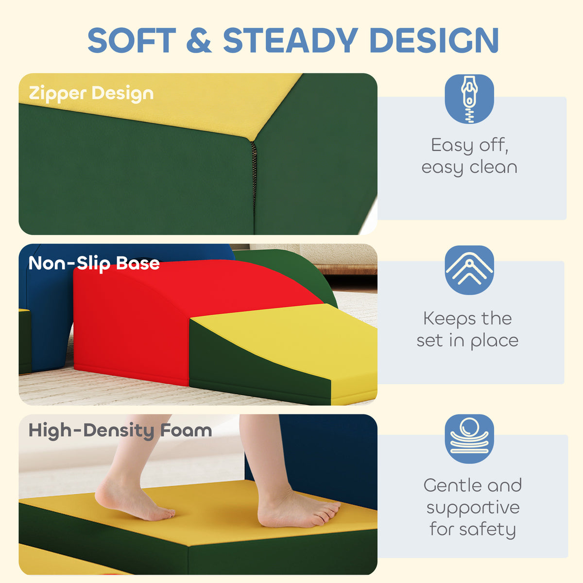 Toddlers Climbing Toys, 5-Piece Foam Climbing Blocks, Soft Play Set, Indoor for Stacking, Crawling, Sliding-Toys & Games > Baby & Toddler Toys > Kids Gym & Playmats-DECOROLALA