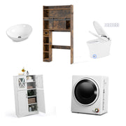 5-Piece Modern Bathroom Suite with Smart Toilet and Dryer-Floor Cabinets-DECOROLALA