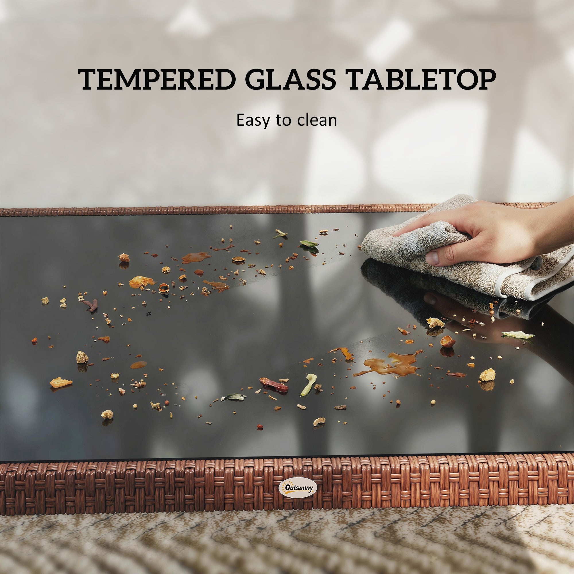 5-Piece Outdoor Dining Set - Brown PE Wicker Rattan-DECOROLALA