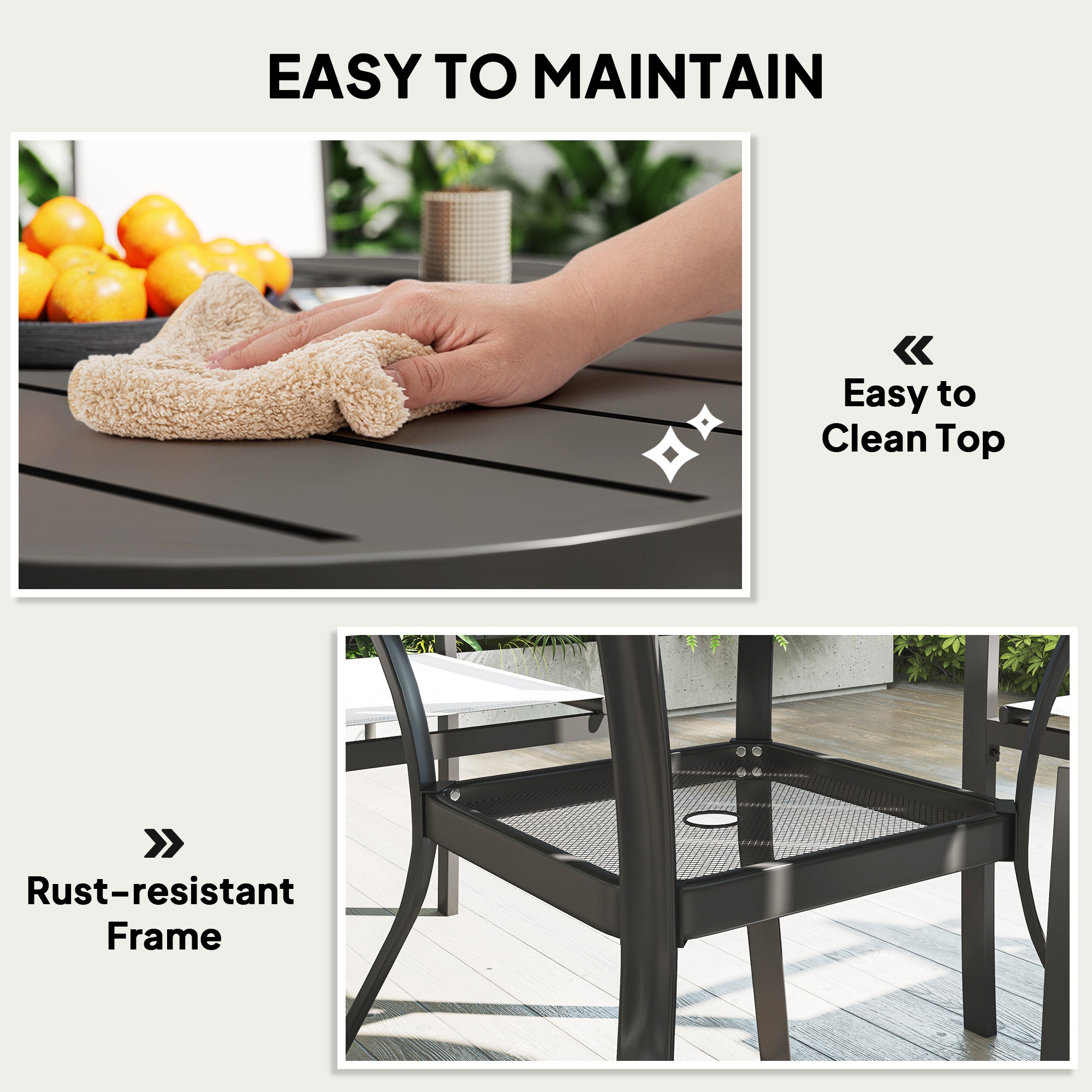 5-Piece Outdoor Dining Set - Round Table & 4 Chairs Grey-DECOROLALA