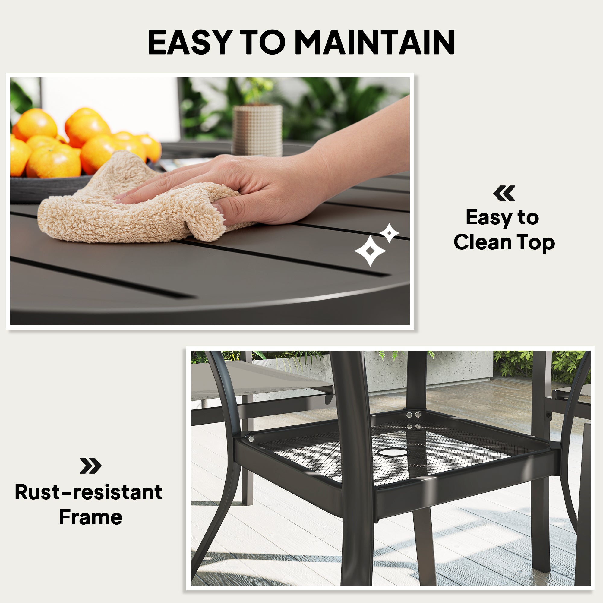 5-Piece Outdoor Dining Set - Round Table & 4 Chairs Grey-DECOROLALA