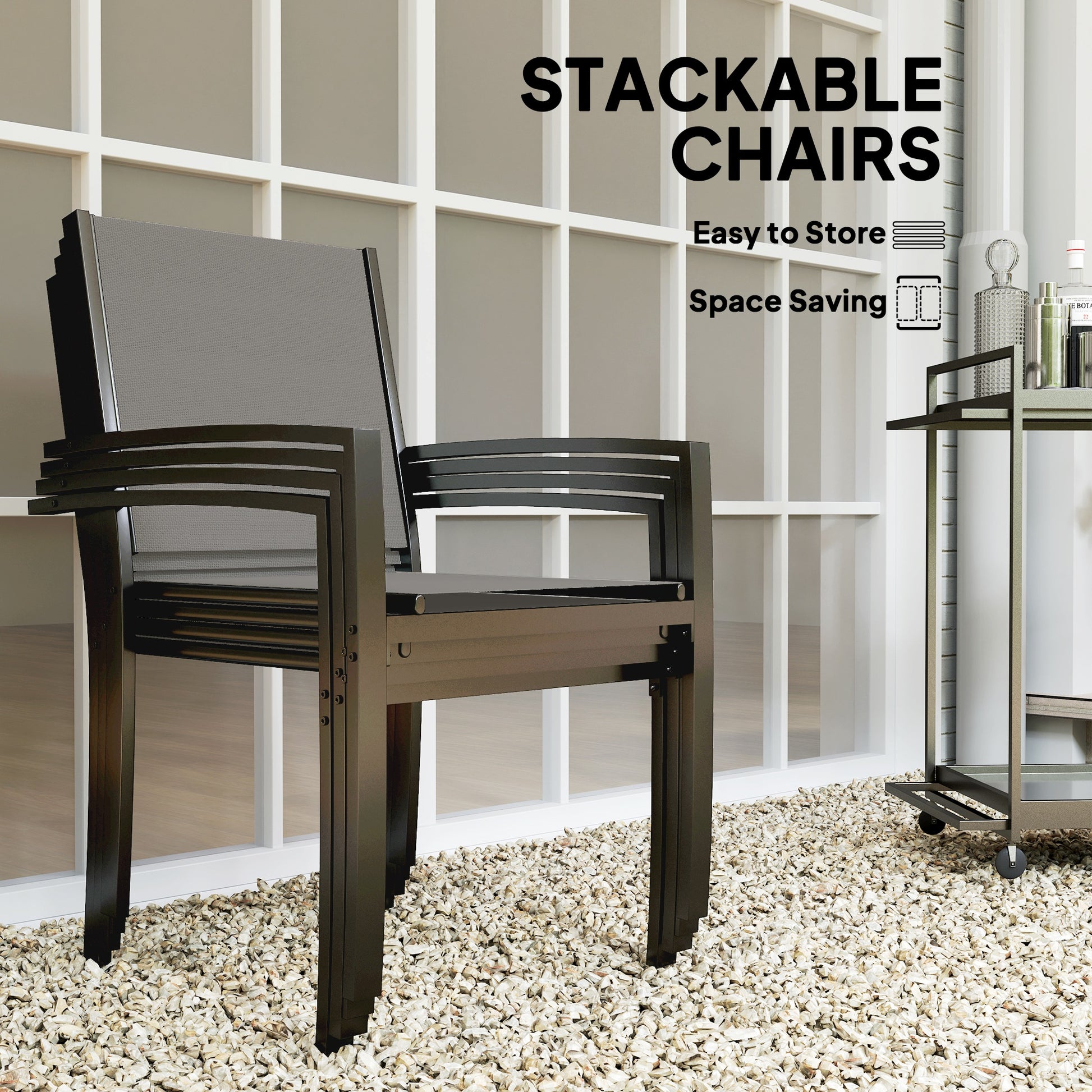 5-Piece Outdoor Dining Set - Round Table & 4 Chairs Grey-DECOROLALA