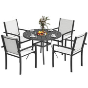 5-Piece Outdoor Dining Set - Round Table & 4 Chairs Grey-DECOROLALA