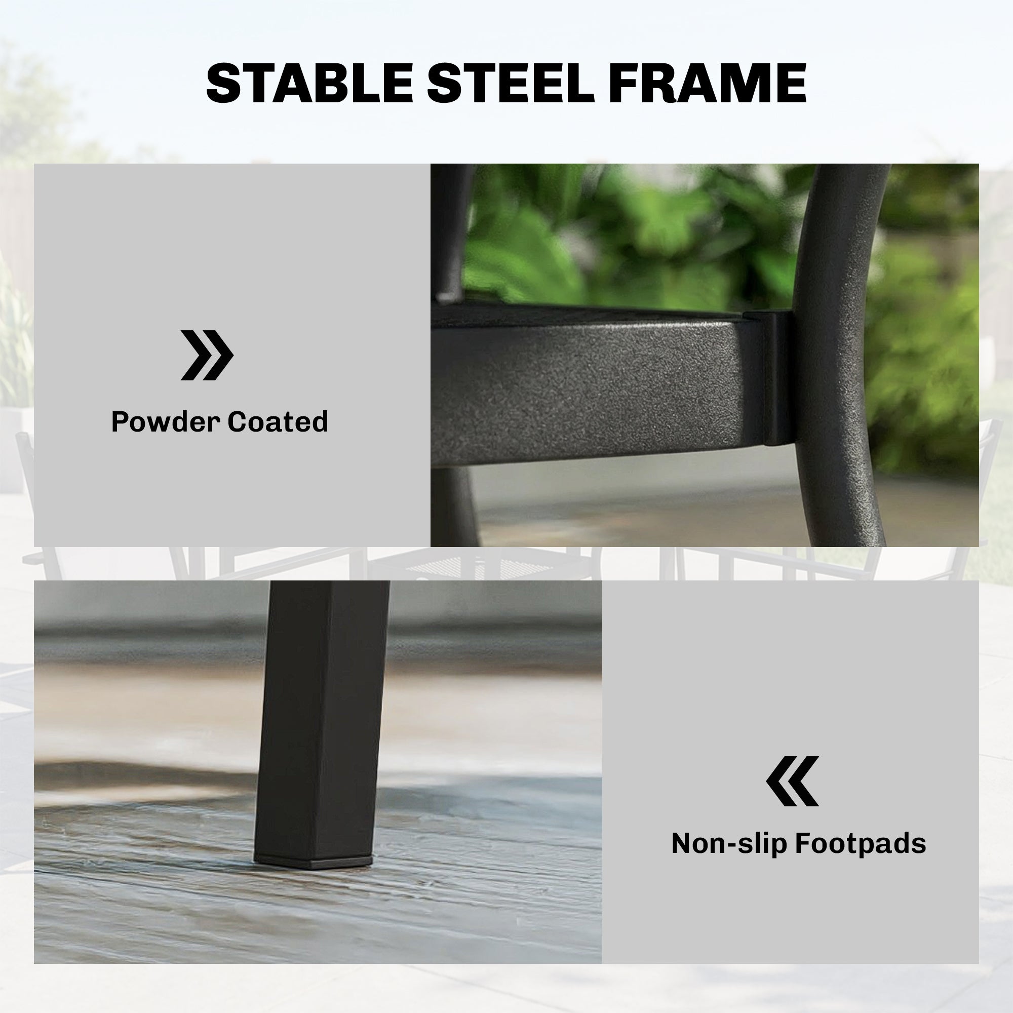 5-Piece Outdoor Patio Dining Set - Light Grey/Black-DECOROLALA