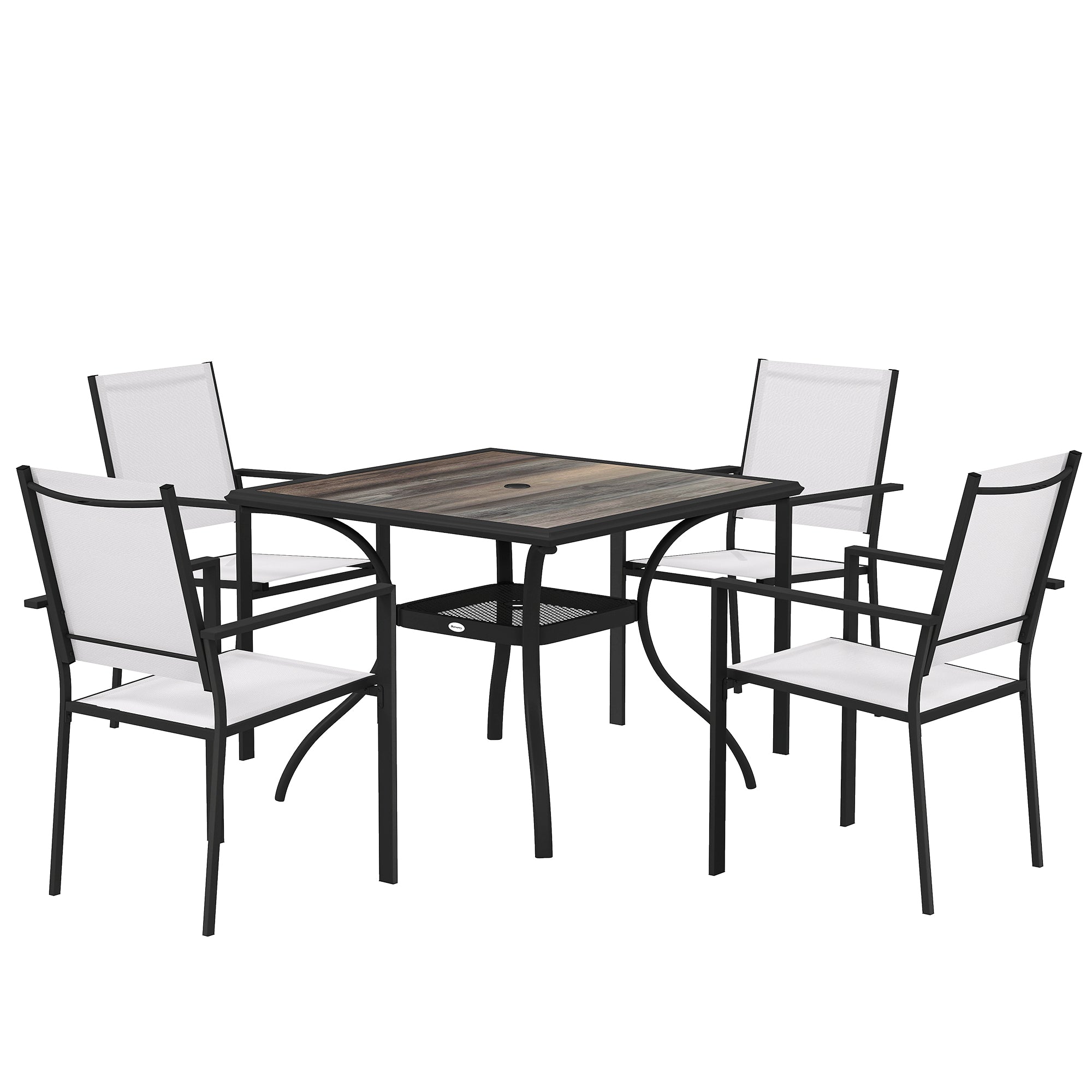 5-Piece Outdoor Patio Dining Set - Light Grey/Black-DECOROLALA