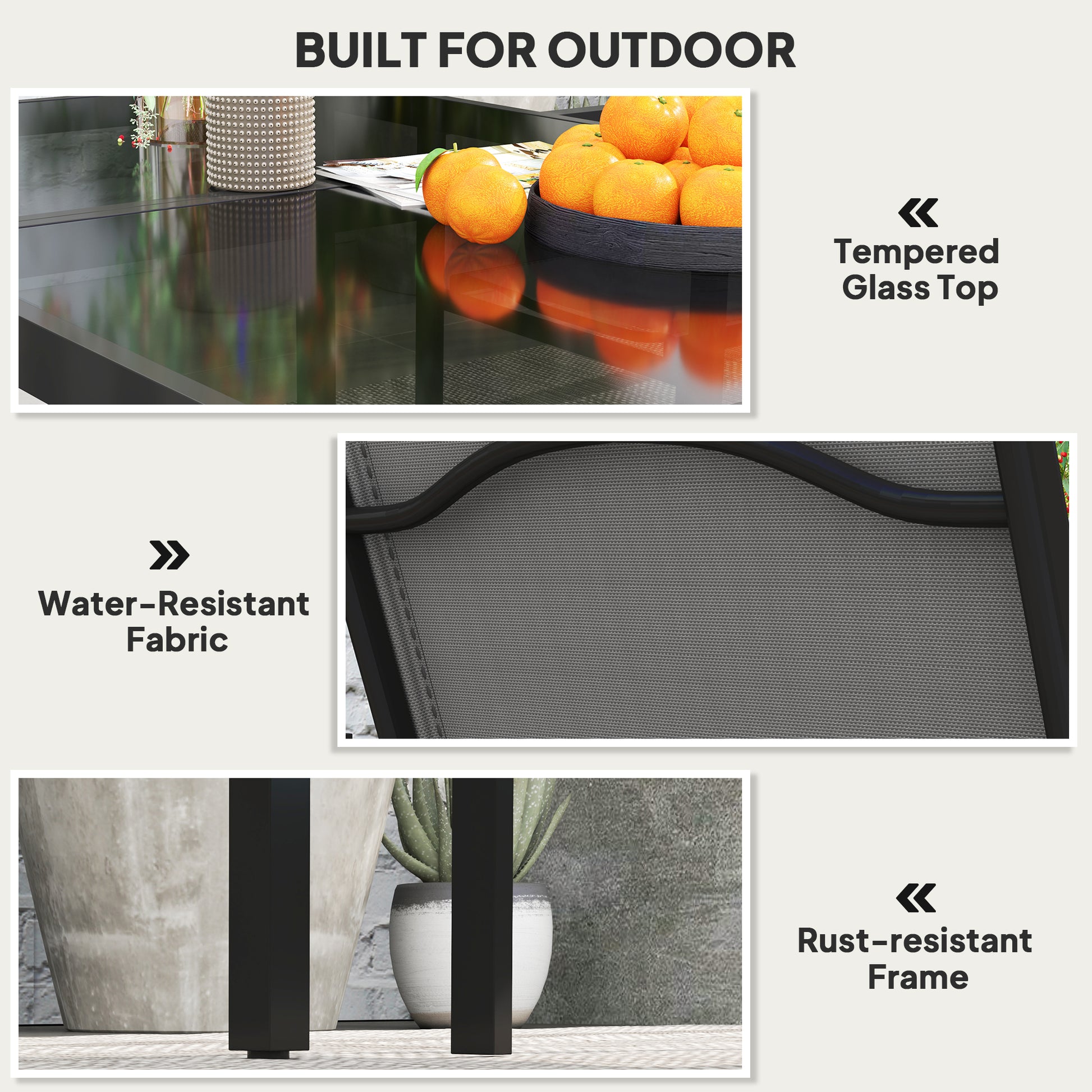 5-Piece Patio Dining Set - Black Stackable-DECOROLALA