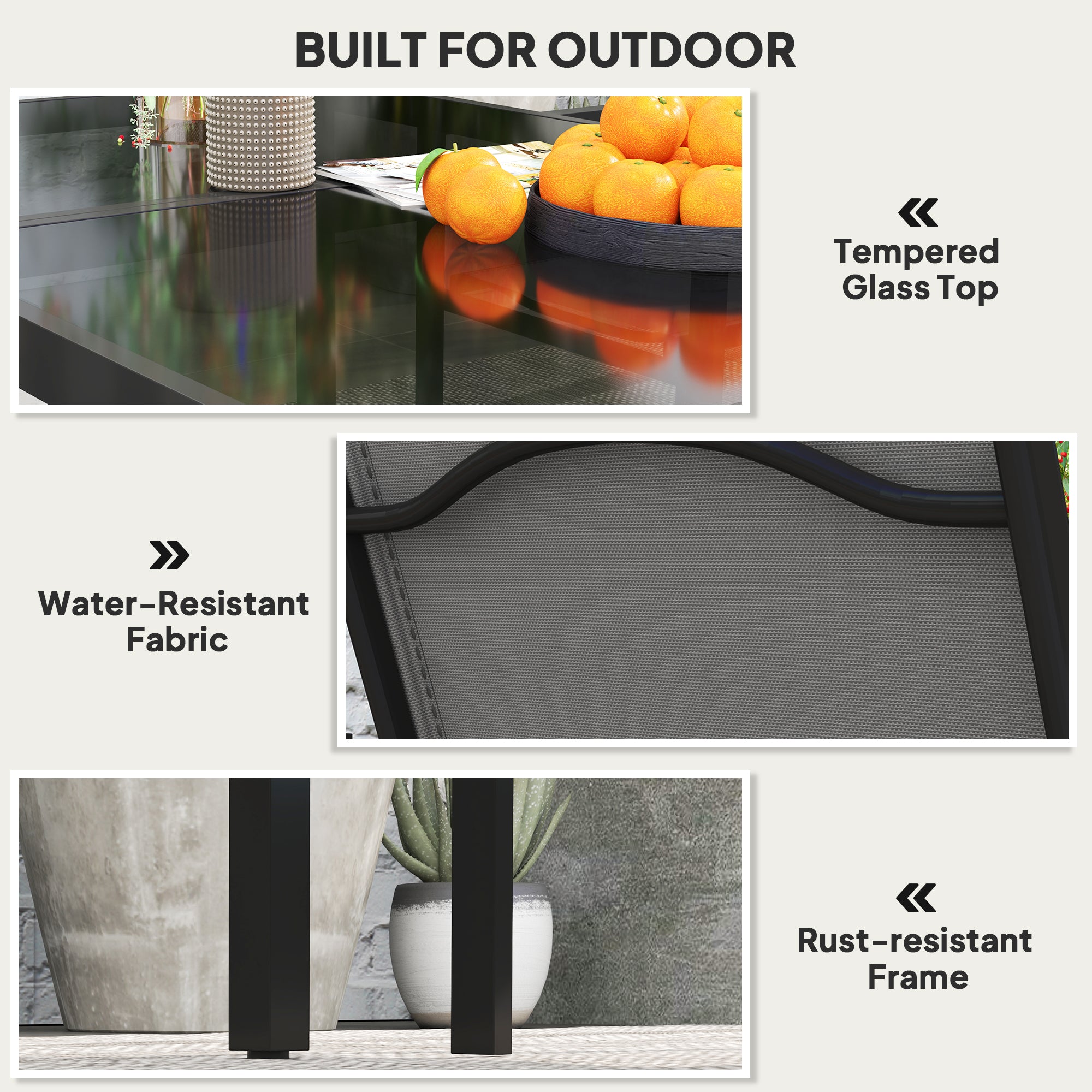 5-Piece Patio Dining Set - Black Stackable-DECOROLALA