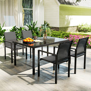 5-Piece Patio Dining Set - Black Stackable-DECOROLALA