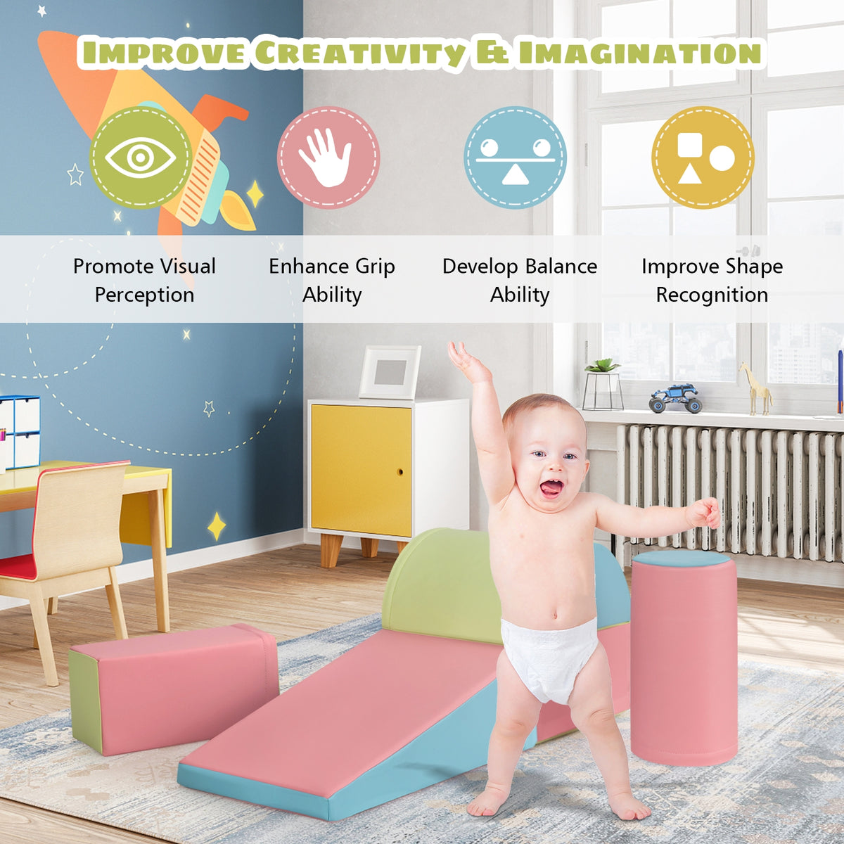 5-Piece Set Climb Activity Play Safe Foam Blocks