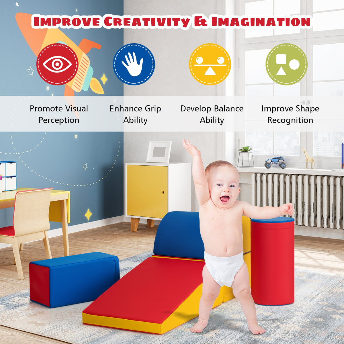 5-Piece Set Climb Activity Play Safe Foam Blocks