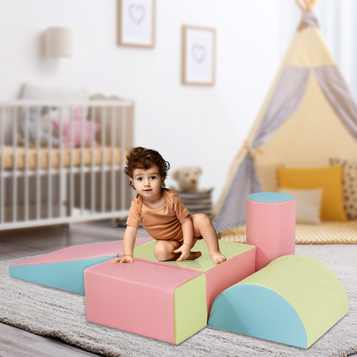 5-Piece Set Climb Activity Play Safe Foam Blocks