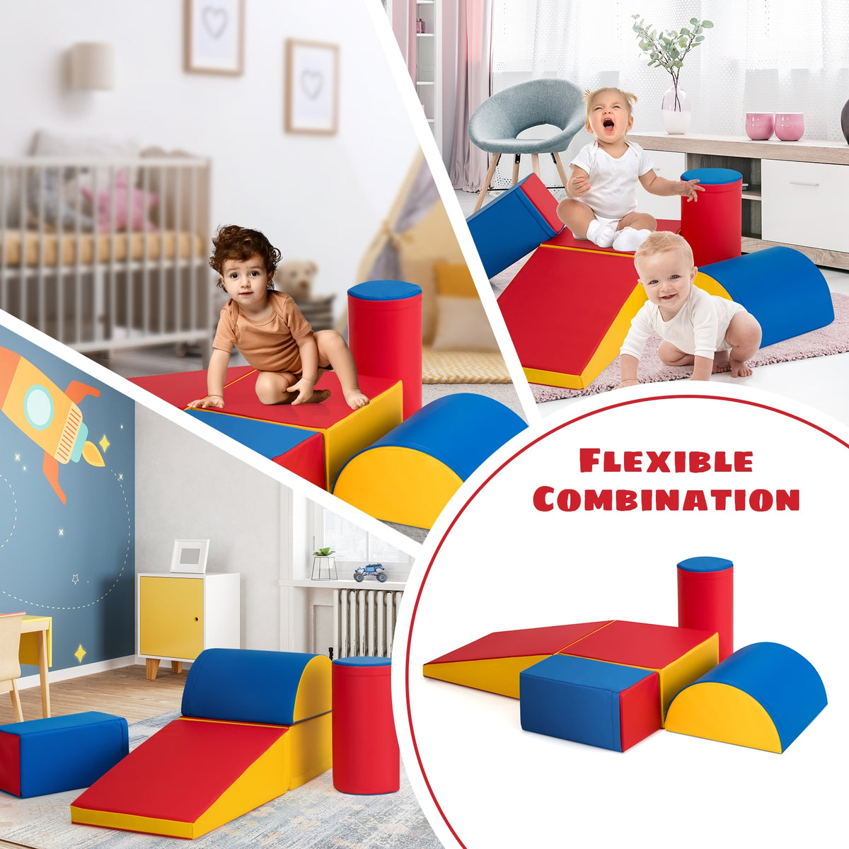 5-Piece Set Climb Activity Play Safe Foam Blocks