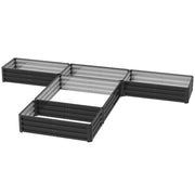 5-Piece Steel Raised Garden Bed Set - 8'x8'x1' Dark Grey-DECOROLALA
