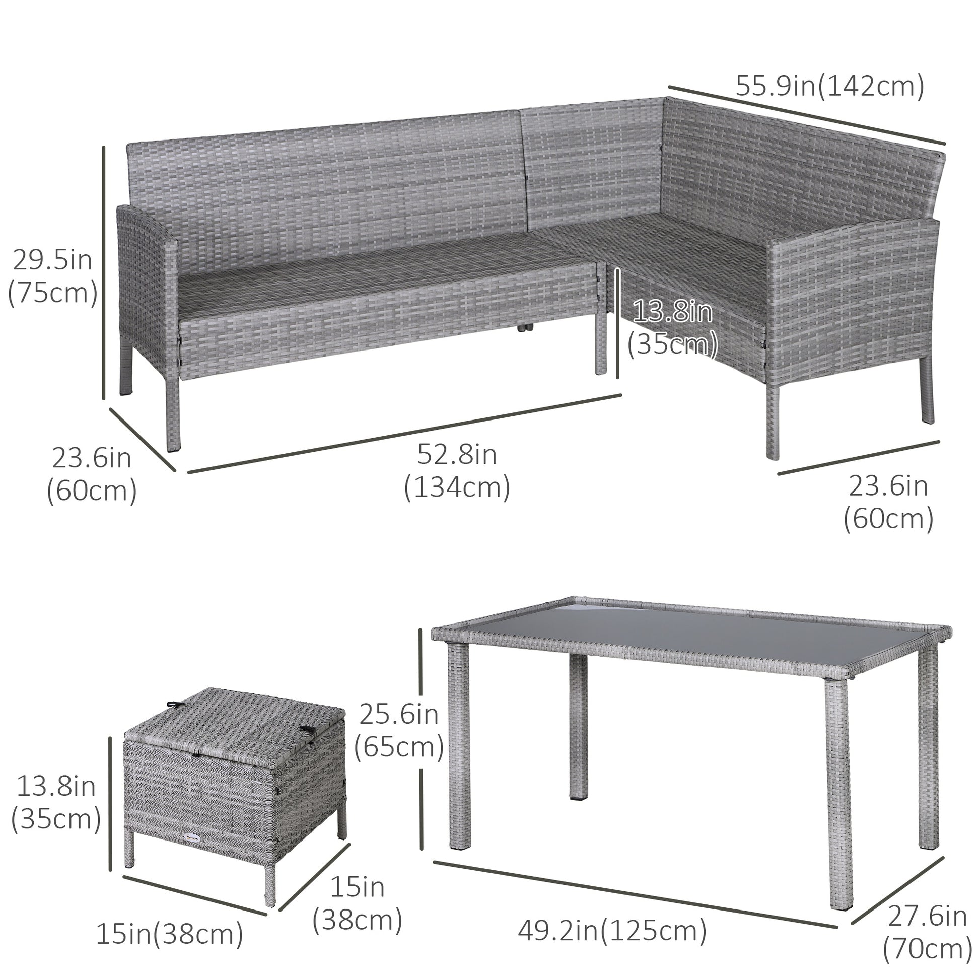 5-Piece Wicker Patio Dining Set - Sky Blue-DECOROLALA