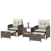 5-Piece Wicker Patio Furniture Set - Brown/Cream-DECOROLALA