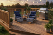 5 Piece Wicker Patio Furniture Set - Grey/Dark Blue-DECOROLALA